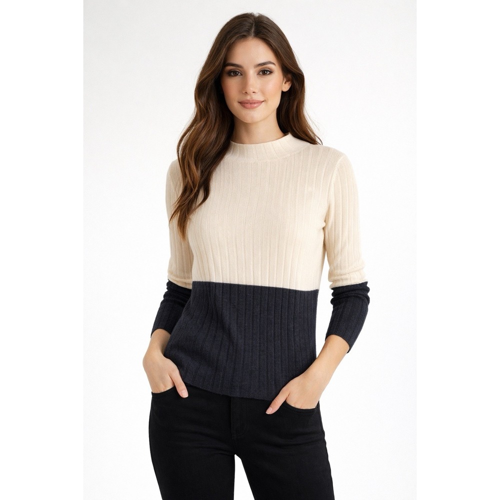 Banana Republic 100% Merino Wool Ribbed‎ Colorblock Sweater Size S